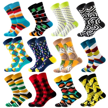 1 пара носков Happy socks, мужские носки в полоску, женские носки, модные цветные уличные носки-трубки