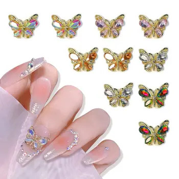 10шт Циркониевые подвески для ногтей в виде бабочки, 3D Стразы для ногтей в виде бабочки, подвески для ногтей, ювелирные аксессуары для маникюра 