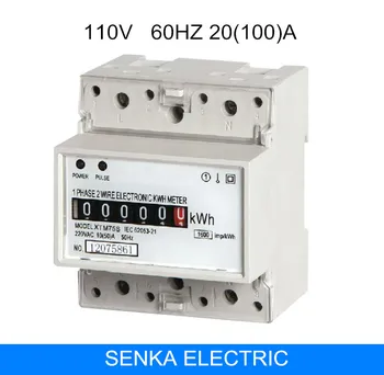 20 (100) A 110V 60HZ 1P2L din-рейка аналоговый счетчик кВтч-энергии монитор энергии din-рейка простая установка регистровый счетчик ватт-часов одобрен CE