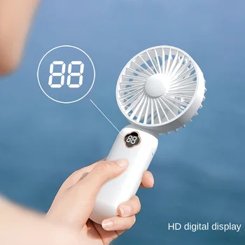 2023 Новый Цифровой дисплей Ручной Электрический Вентилятор Охлаждения Настольные Бесшумные Ручные Вентиляторы USB Перезаряжаемый Портативный Мини-вентилятор Охладитель воздуха