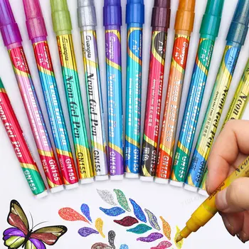 24 Цвета Блестящая ручка-хайлайтер, маркеры, Детская ручка для рисования Граффити, Рукописный Рисунок, Флуоресцентная ручка, Офисные школьные канцелярские принадлежности