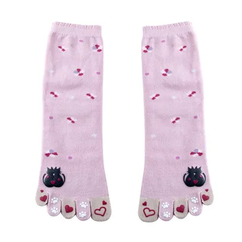 3 Пары Носков в японском стиле с пятью пальцами Женские Милые хлопковые носки с раздельным принтом в виде кота с рисунком кота с 5 пальцами