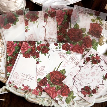 30 Листов Цветных цветов Розы Материал Бумажная книга для скрапбукинга DIY Декоративный коллаж Ведение журнала