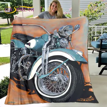 3D Ретро Винтажное Мотоциклетное мягкое плюшевое одеяло, Фланелевое Одеяло, покрывало для гостиной, спальни, кровати, Дивана, чехол для пикника, подарок