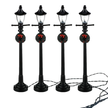 4 шт. Мини Рождественский фонарный столб, лампа для поезда, Миниатюрный Декоративный уличный фонарь для кукольного домика 