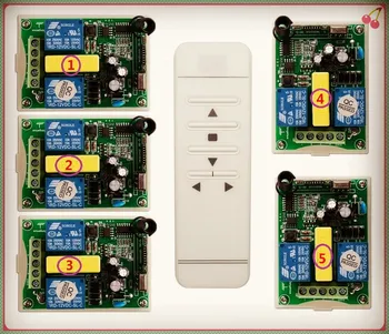 AC 220V интеллектуальная цифровая радиочастотная беспроводная система дистанционного управления + 5 шт. приемник для проекционного экрана/гаражной двери/жалюзи