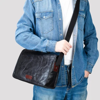 AETOO Мужская сумка через плечо большой емкости, с перекрестным рисунком головы, из воловьей кожи, с рисунком захвата для рук, мужская сумка, модная мужская однотонная сумка