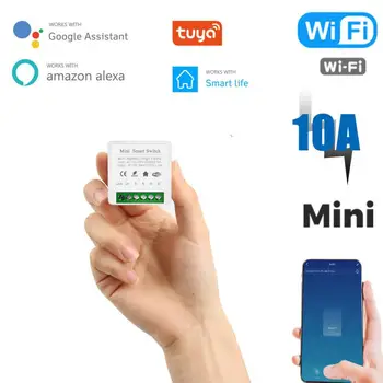 AUBESS 10A Tuya WiFi Mini DIY Smart Switch, 2 способа управления, таймер автоматизации умного дома, умная жизнь с Alexa Google Home Alice