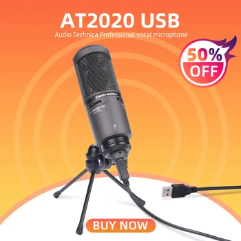 Audio-Technica AT2020USB + кардиоидный конденсаторный USB-микрофон со встроенным разъемом для наушников и регулятором громкости, идеально подходящий для контента