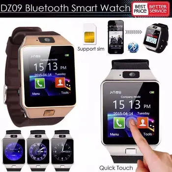 Bluetooth Смарт-телефон Часы Последняя версия DZ09 Bluetooth Смарт-часы Камера SIM-слот для HTC Samsung/Android Телефон