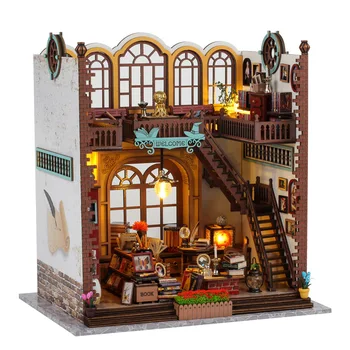 Diy Волшебный Книжный дом Casa, Деревянные Миниатюрные строительные наборы, Кукольные Домики с мебелью, легкий Кукольный Домик, игрушка для девочек, подарки на День рождения