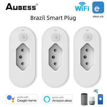 eWeLink WiFi Smart Plug 16A Smart Scene Timing Умный Дом Бразилия Электрическая розетка с монитором питания Через Alexa Google Home Alice