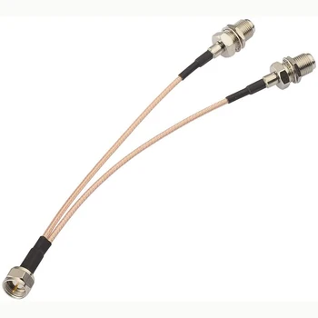 F Штекер к 2X F штекеру Двойной радиочастотный объединитель коаксиальный кабель Y-образного типа разветвитель косички RG316
