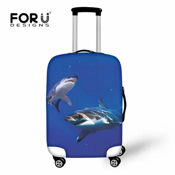 FORUDESIGNS/ Моющийся чехол для чемодана с принтом синих дельфинов, защитный чехол для дорожного чемодана, подходит для багажа с застежкой-молнией от 18 до 32 дюймов