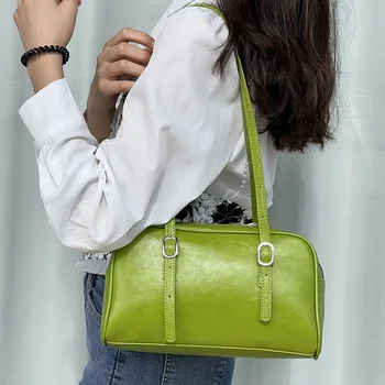 FUNMARDI Модные Женские сумки через плечо, Зеленая Большая Вместительная сумка-тоут из искусственной кожи, Женские сумки, Повседневная сумка для подмышек WLHB3273