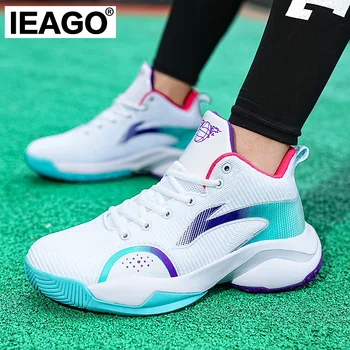IEAGO/ Новая сетчатая мужская спортивная обувь для баскетбола, повседневные дышащие кроссовки на шнуровке, кроссовки для бега