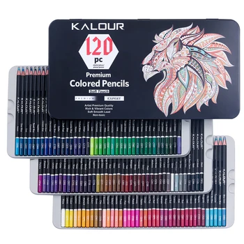 KALOUR Artist's Premium Soft Core 120 шт. Цветные карандаши, набор В индивидуальной жестяной коробке, ручная роспись граффити, школьные принадлежности