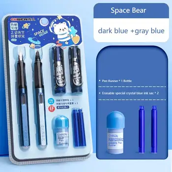 Kawaii Студенческая Стираемая авторучка, Сменный набор чернил, Синие школьные ручки EF 0,38 мм, Канцелярские принадлежности, Милые канцелярские принадлежности для письма