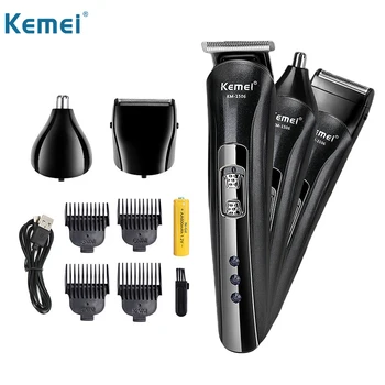 Kemei 3 в 1 Триммер для волос в носу, Машинки для стрижки бороды, Мужская профессиональная Газонокосилка, Электрическая Машинка для стрижки волос KM-1506