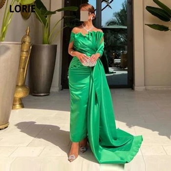 LORIE/ Длинные вечерние платья цвета Русалки зеленого цвета с открытыми плечами и многоуровневым вырезом, Женские вечерние платья Vestidos De Noche для выпускного вечера