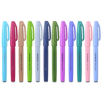 Pentel Кисточки, ручки для вывесок, Fude Touch Pen, гибкий наконечник, доступны 24 цвета, SES15C, товары для рукоделия пастельных тонов