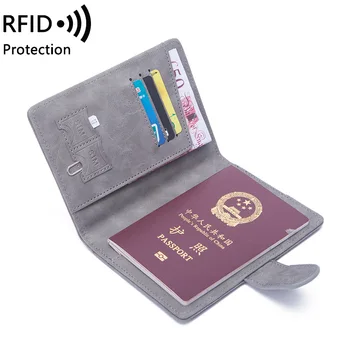 RFID-обложка для паспорта из искусственной кожи, Мужская Женская Дорожная обложка для паспорта с держателем кредитной карты, чехол для кошелька, защитный чехол для кошелька