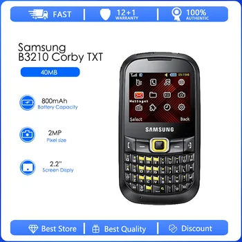 Samsung B3210 Восстановленный- Оригинальный разблокированный Samsung B3210 CorbyTXT GSM, одна sim-карта, FM-радио, QWERTY мобильный телефон