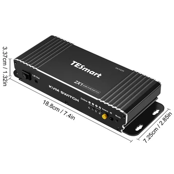 TESmart HDMI KVM-коммутатор 2 в 1 с Клавиатурой Горячие Клавиши USB 2.0 Кабели HDCP 2.2 HDR 10 2X1 Видеопереключатель EDID 4K60HZ KVM-переключатели