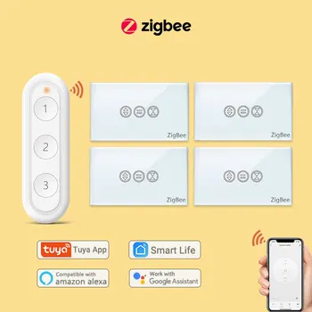 Tuya Smart Life ZigBee3.0 US Переключатель штор и пульт дистанционного управления для рольставен Работает с Smartthings Conbee Deconz Stick Domoticz