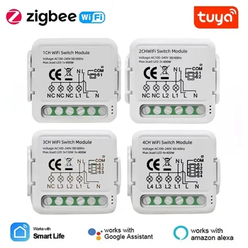 Tuya Smart WiFi/Модуль переключения ZigBee Умный Дом DIY Выключатель 1 2 3 4 Банды Поддерживает 2 способа Управления Работает с Alexa Google Home