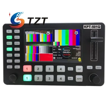 TZT KPT-501Q 4-канальный видеомикшер HDMI Аудио-видеоустройство с алюминиевой коробкой для прямой трансляции