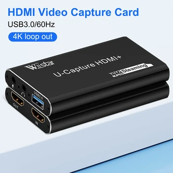 USB3.0 HDMI Карта видеозахвата 1080P @ 60Hz HDMI Loopout 4K30Hz Запись игр в прямом эфире Потоковое воспроизведение USB3.0 Видеозахват для камеры PS4