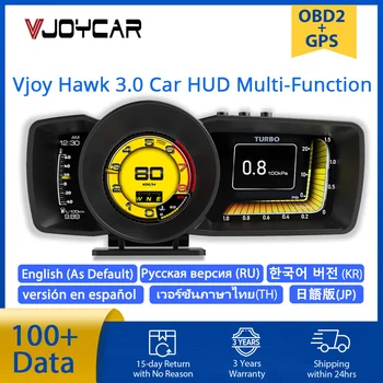 Vjoy Hawk 3,0 Автомобильный HUD Многофункциональный Головной Дисплей приборной панели OBD2 + GPS Умный Спидометр Автоматический Датчик Сигнализации Turbo Boost