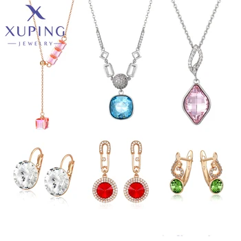 Xuping Ювелирные Изделия Новое Поступление Мода Смешанный дизайн Продвижение Хрустальные Серьги Ожерелье для женщин LadiesGift