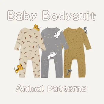 Американский Стиль, Детское Боди с длинными рукавами и животными, комбинезон для младенцев 0-24 Месяцев
