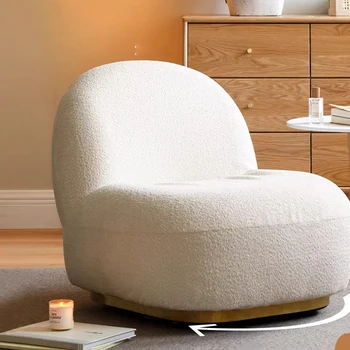 Белые кресла с подушками, Современный Дизайнерский Диван из милой овечьей шерсти, Кресло для отдыха, Туалетный столик, Поворотная Детская Мебель Cadeira Giratoria из овечьей шерсти