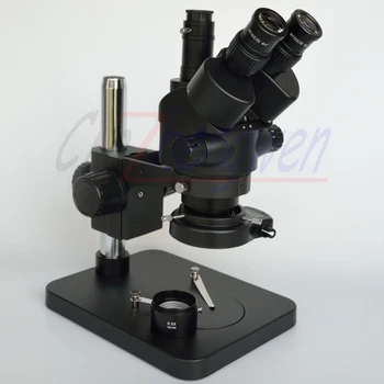 Белый и черный Микроскоп 3,5 X-45X Настольная стойка с одновременным фокусным увеличением, тринокулярный Стереомикроскоп + 144 светодиода