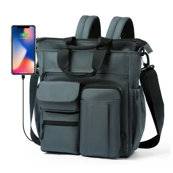 Винтажная мужская водонепроницаемая сумка через плечо Для ноутбука 14 дюймов с несколькими карманами для путешествий, прочная Мужская Модная Деловая сумка-мессенджер Backbag
