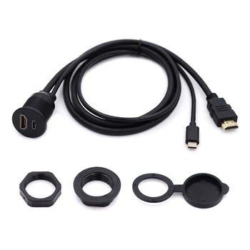 Водонепроницаемый Пылезащитный Удлинитель USB-C Type-C USB 3.1 и HDMI 4K, Заподлицо Устанавливаемый на Автомобильную Защелку, Удлинительный Кабель для приборной панели