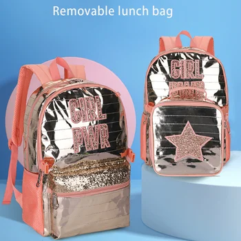 Водонепроницаемый школьный ранец для защиты позвоночника, Школьные сумки, Рюкзаки для школьников, подростков, девочек, Отделяемая сумка для ланча, сумки для девочек