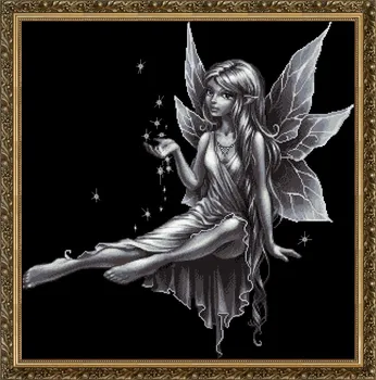 Высококачественный хлопок, красивый набор для вышивания крестиком, фея ангелов ночью в темноте