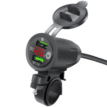 Двойной QC 3,0, водонепроницаемый вольтметр, USB-адаптер для быстрой зарядки, зарядное устройство для мотоцикла, гнездо для двойного USB-зарядного устройства для мотоцикла