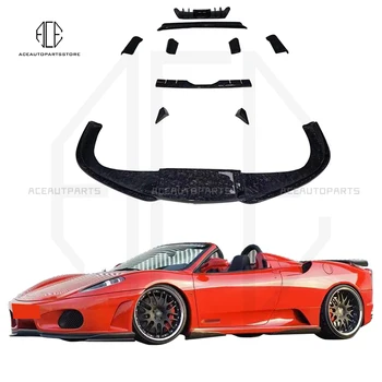 Для Ferrari F430 Передний и задний диффузор из настоящего Углеродного волокна, Разветвитель для губ, боковые юбки, спойлер багажника