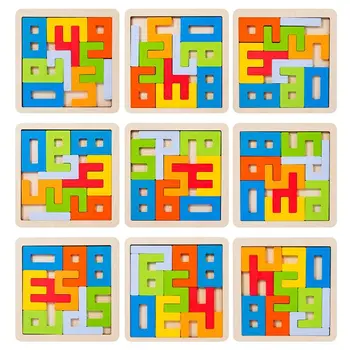 Квадратный номер 3D Деревянные блоки Головоломка, красочный интересный подарок для детей, игрушка для родителей и детей, игрушка для раннего образования