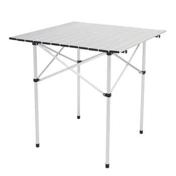 Квадратный стол для кемпинга 70x70x70 см, Складной обеденный стол из алюминия во дворе, легко монтируется и моется [На складе в США]
