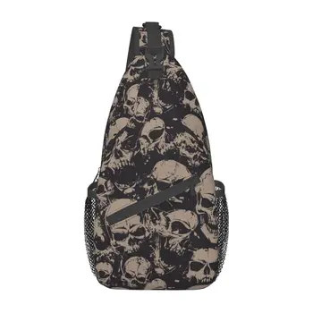 Крутой Череп, Маленькие сумки-слинг, Нагрудный рюкзак через плечо, Уличные походные рюкзаки, модная сумка