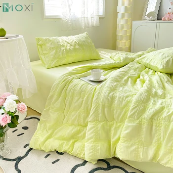 Летнее стеганое одеяло с корейскими оборками, плиссированные однотонные одеяла Королевы, мягкий комплект тонкого одеяла или одно одеяло
