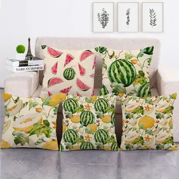 Летняя наволочка с дыней, Зеленая фруктовая наволочка для подушки, декоративная подушка для элегантного дивана, наволочка для эстетики комнаты