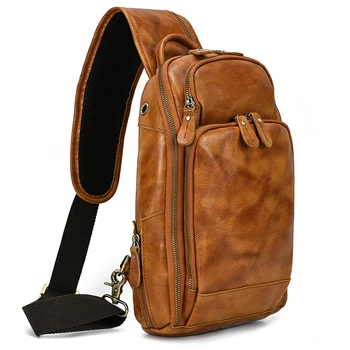 Многофункциональная Нагрудная сумка для мужчин, сумка через плечо, мужская сумка из натуральной кожи, Винтажная мужская нагрудная сумка 2022, сумка-слинг Для мужчин
