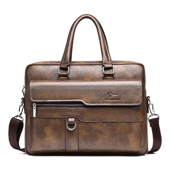 Мужская сумка в деловом стиле, Высококачественная Мужская сумка для ноутбука из искусственной кожи 14 дюймов, Роскошная дизайнерская мужская сумка через плечо